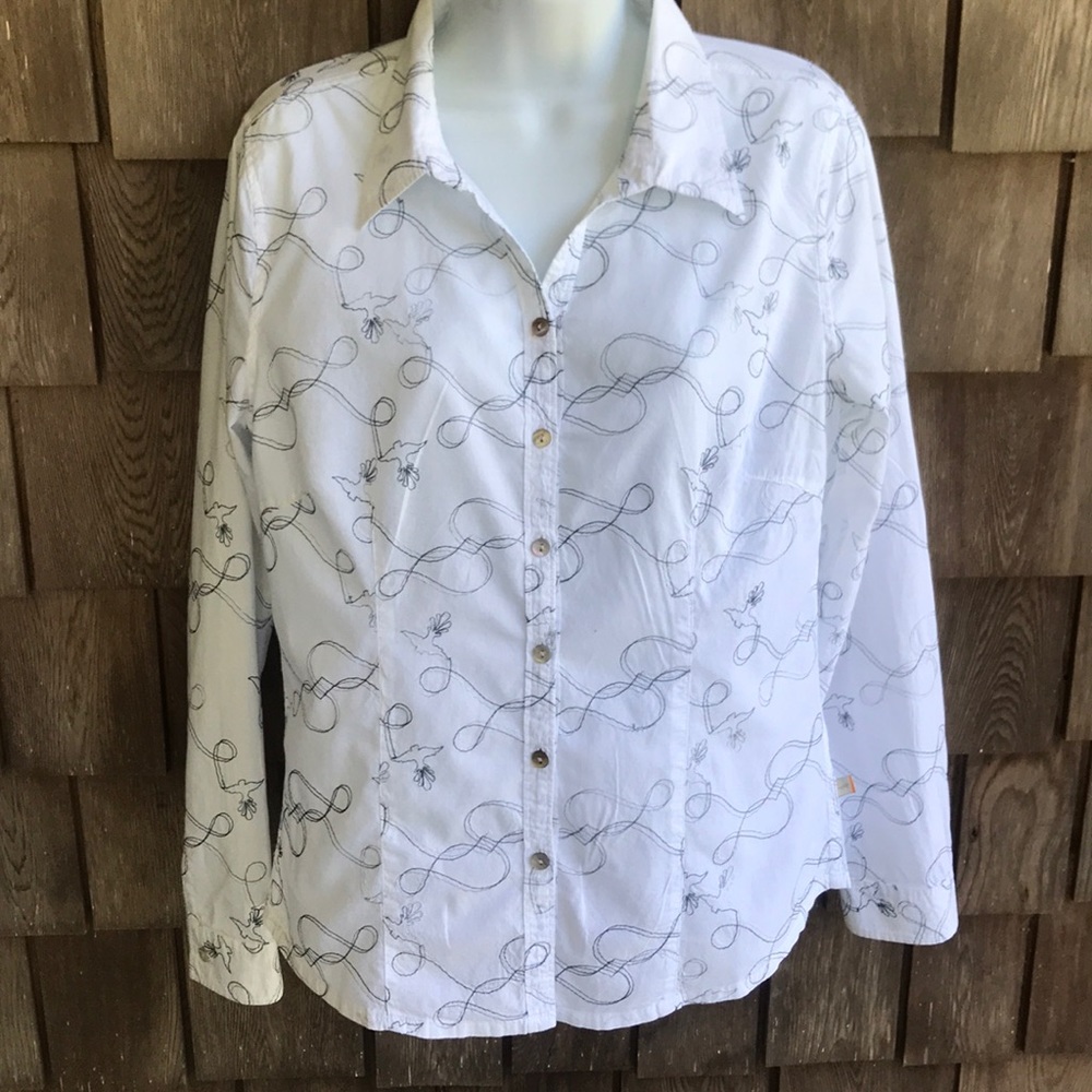 Horny Toad Embroidered Cotton Blouse SZ Medium